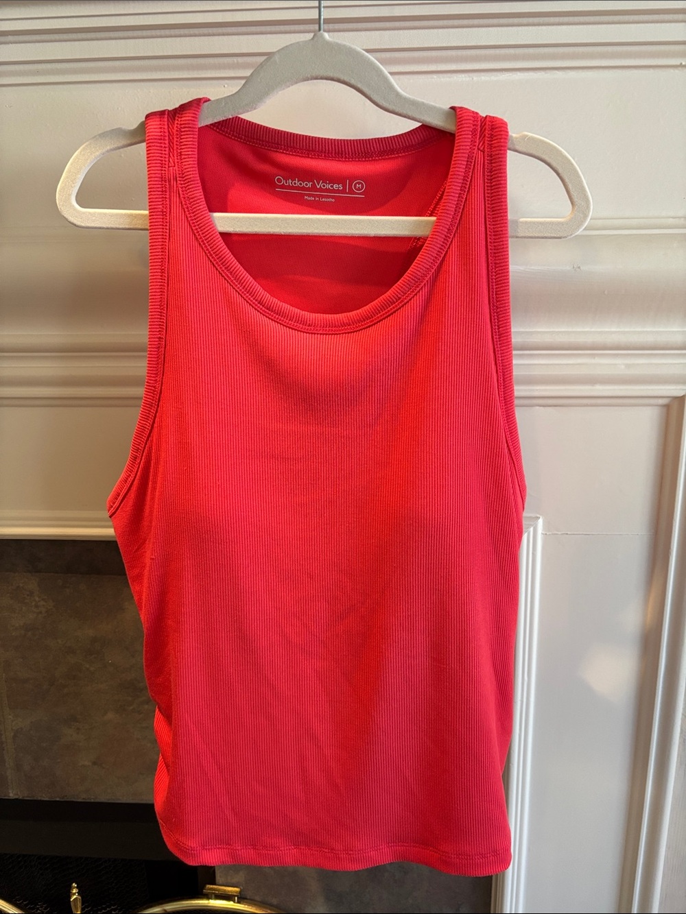 Outdoor Voices Coral-Red/Pink Ribbed Tank